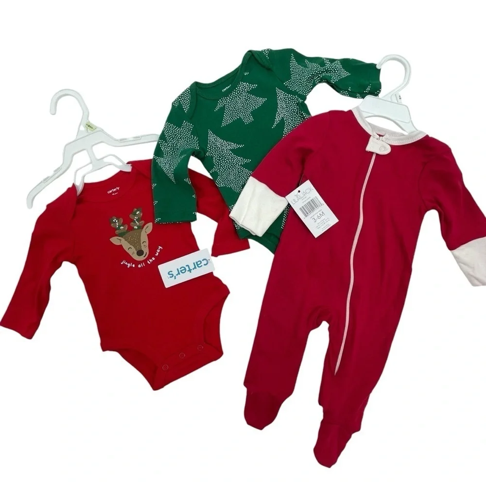 Carter’s & Lila & Jack 3-6 Month Lot of 3 Christmas Baby girl outfits NWT